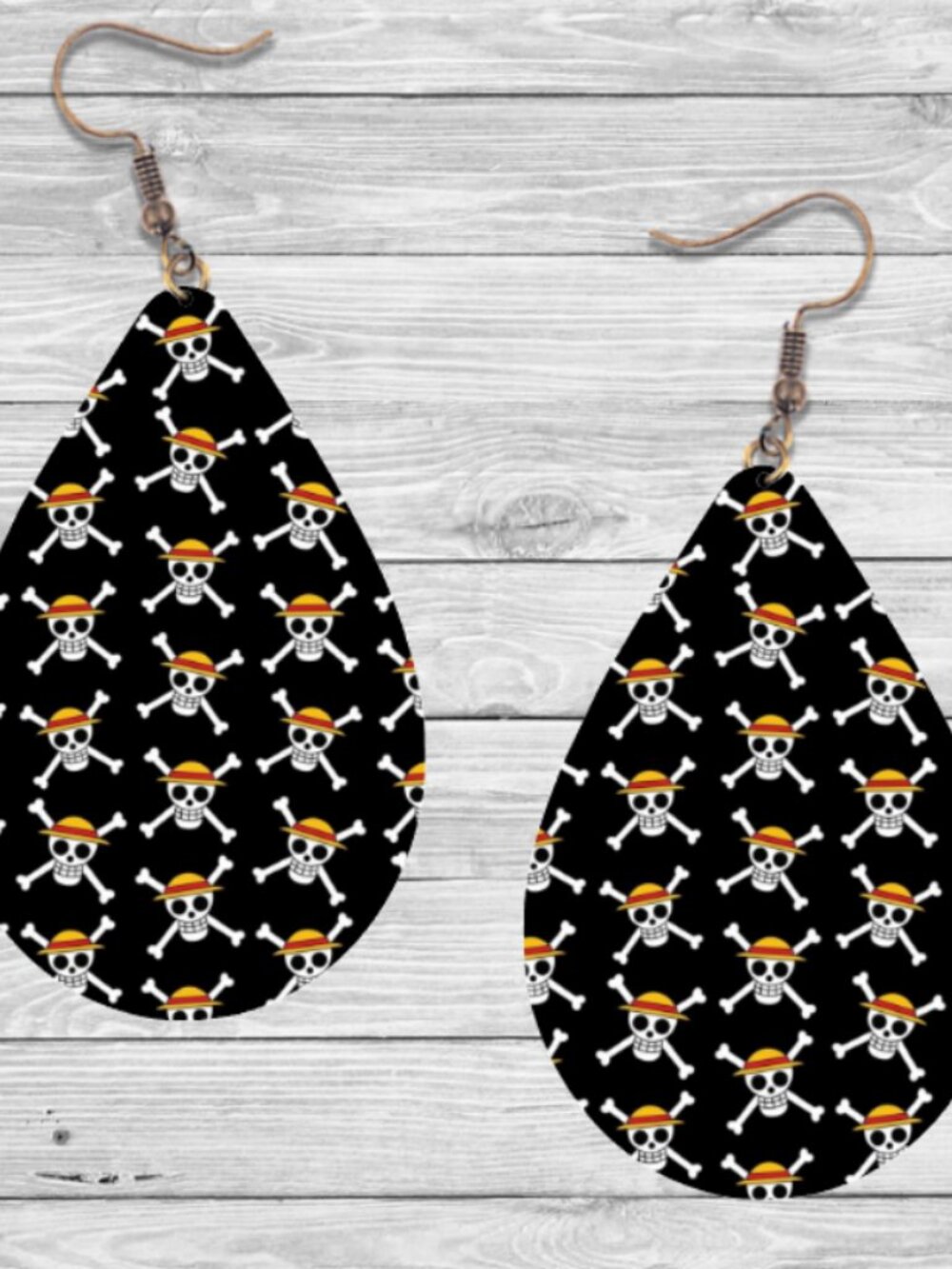 One Piece Earrings: Anime Wooden Teardrop Hypoallergenic Earrings